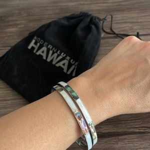 Bangle Bracelets Mother of Pearl Abalone Set of 2